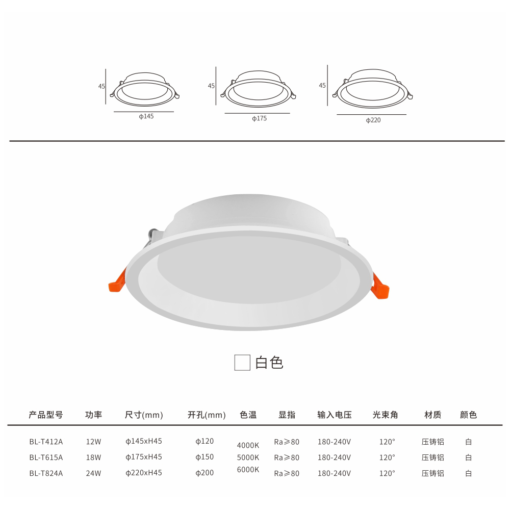 嵌入式超薄SMD泛光防眩筒燈